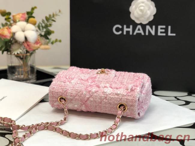 CHANEL Tweed Braided Calfskin & Gold-Tone Metal 1116 pink