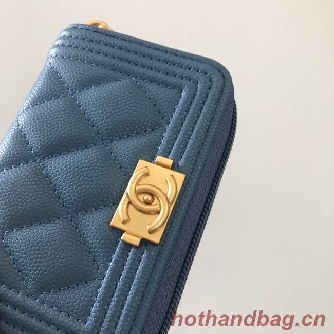 BOY CHANEL Coin Purse A80602 blue