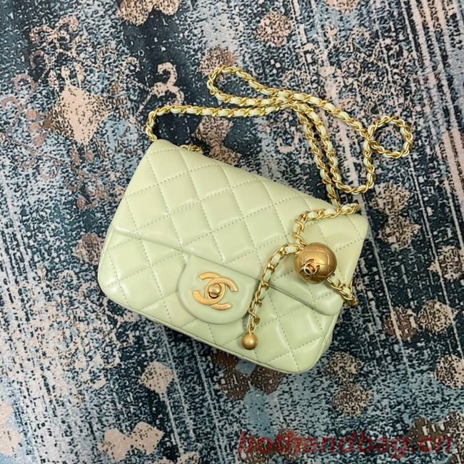 Chanel Flap Lambskin Shoulder Bag 1115 light green