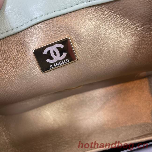 Chanel Flap Lambskin Shoulder Bag 1115 light green