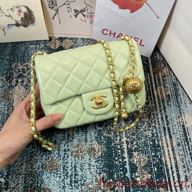 Chanel Flap Lambskin Shoulder Bag 1115 light green