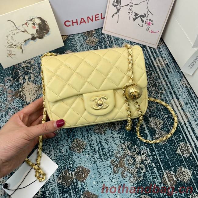 Chanel MINI Flap Bag Original Sheepskin Leather 1115  light yellow