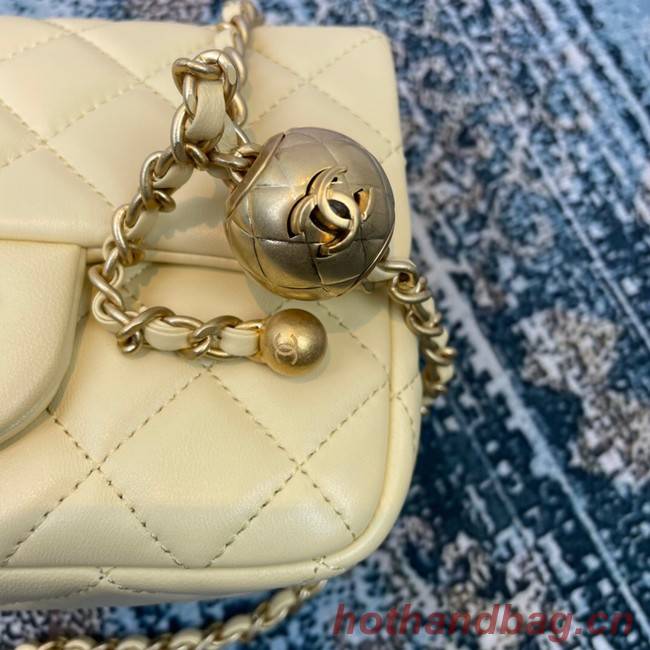 Chanel MINI Flap Bag Original Sheepskin Leather 1115  light yellow