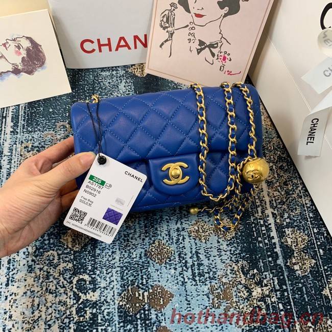 Chanel MINI Flap Bag Original Sheepskin Leather 1116 blue