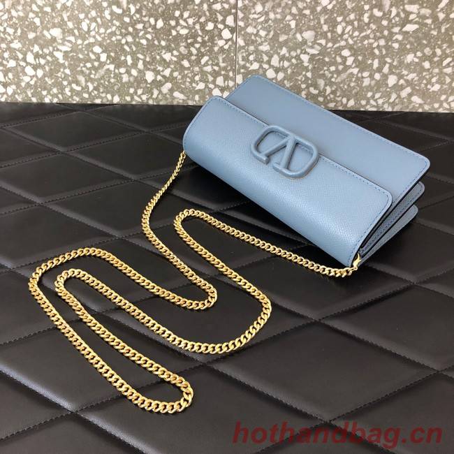 VALENTINO GARAVANI Stud Sign Grained Calfskin Shoulder Bag 0093 blue