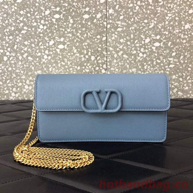 VALENTINO GARAVANI Stud Sign Grained Calfskin Shoulder Bag 0093 blue