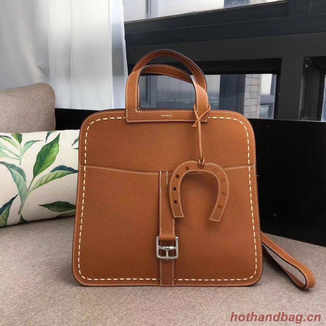 Hermes Halzan Togo Original Leather H3908 Brown