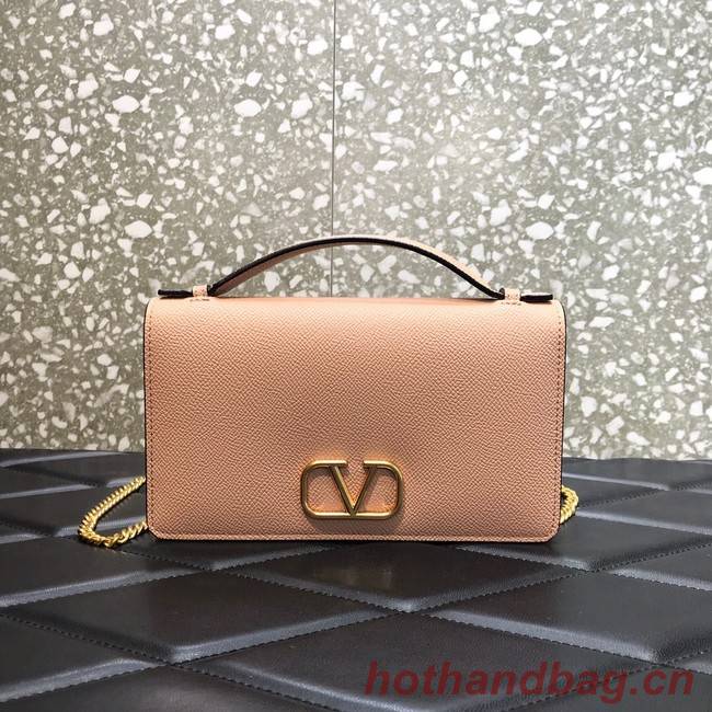 VALENTINO GARAVANI Stud Sign Grained Calfskin Shoulder Bag 0680 pink