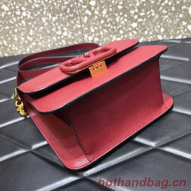 VALENTINO GARAVANI Stud Sign Grained Calfskin Shoulder Bag 0808 Burgundy