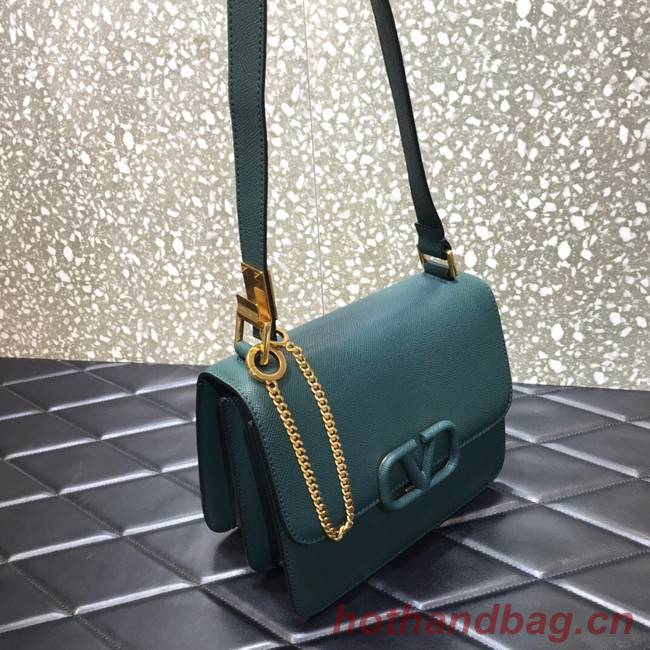 VALENTINO GARAVANI Stud Sign Grained Calfskin Shoulder Bag 0808 blackish green