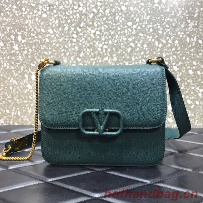 VALENTINO GARAVANI Stud Sign Grained Calfskin Shoulder Bag 0808 blackish green