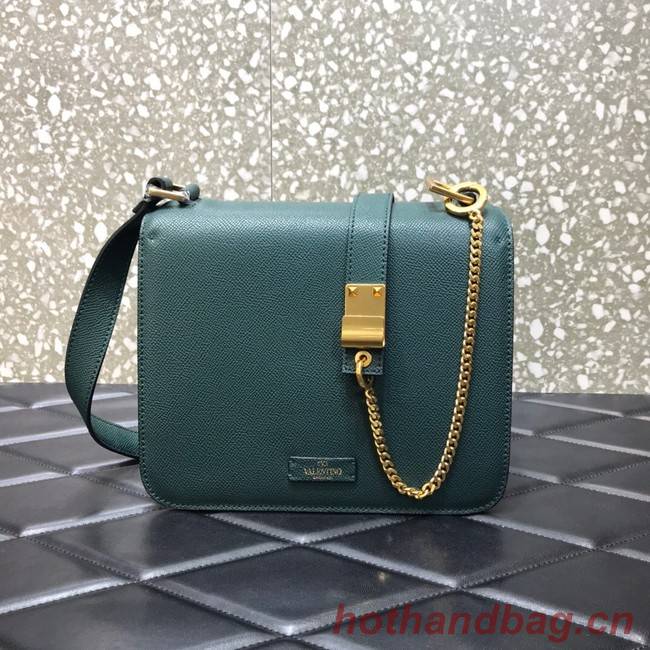 VALENTINO GARAVANI Stud Sign Grained Calfskin Shoulder Bag 0808 blackish green