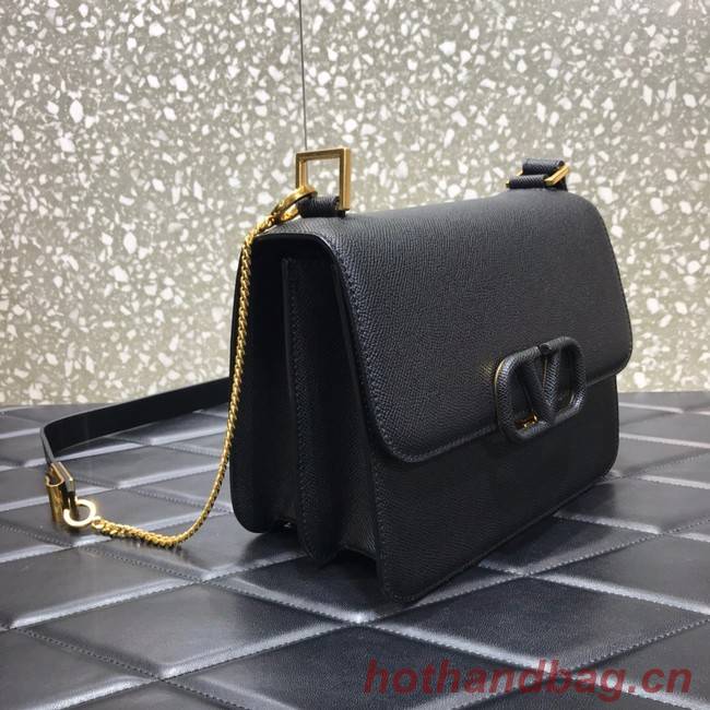 VALENTINO GARAVANI Stud Sign Grained Calfskin Shoulder Bag 0809 black