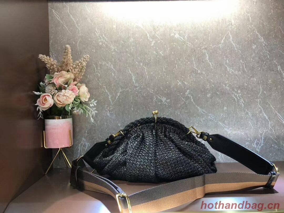 FENDI  raffia bag F7641 black