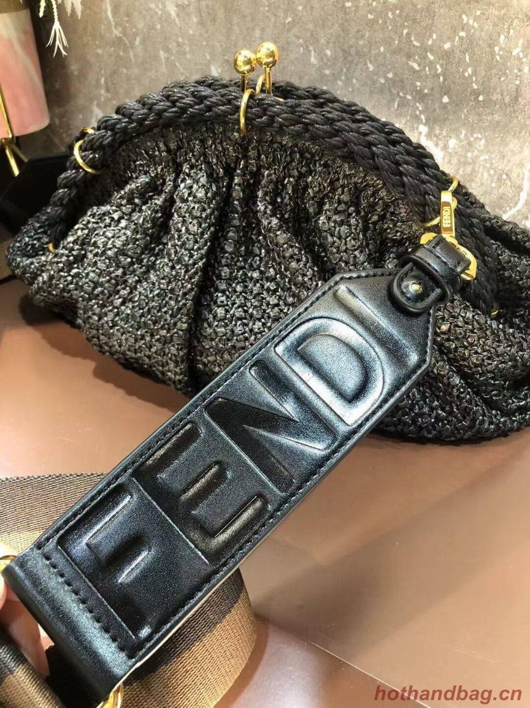 FENDI  raffia bag F7641 black