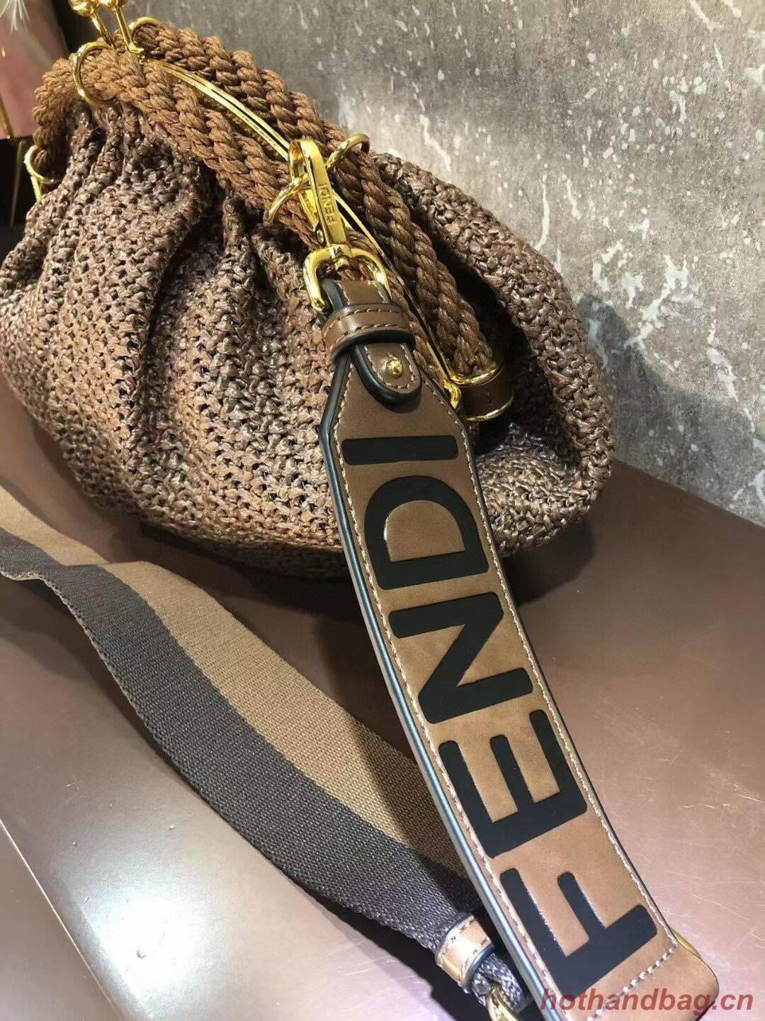 FENDI  raffia bag F7641 light brown