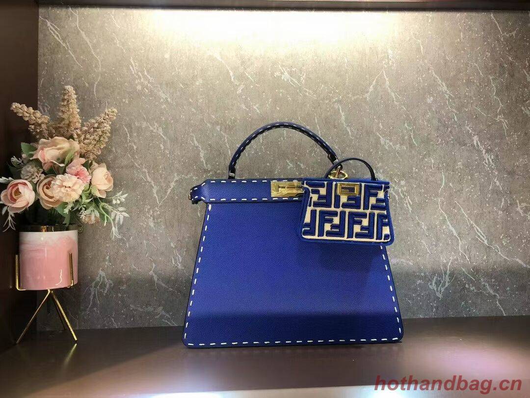 Fendi Peekaboo ISeeU MEDIUM leather bag F8637 blue