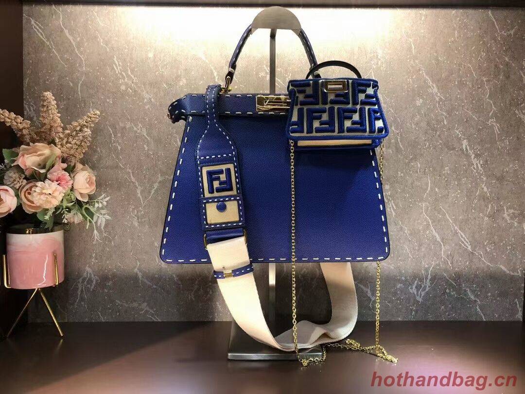 Fendi Peekaboo ISeeU MEDIUM leather bag F8637 blue