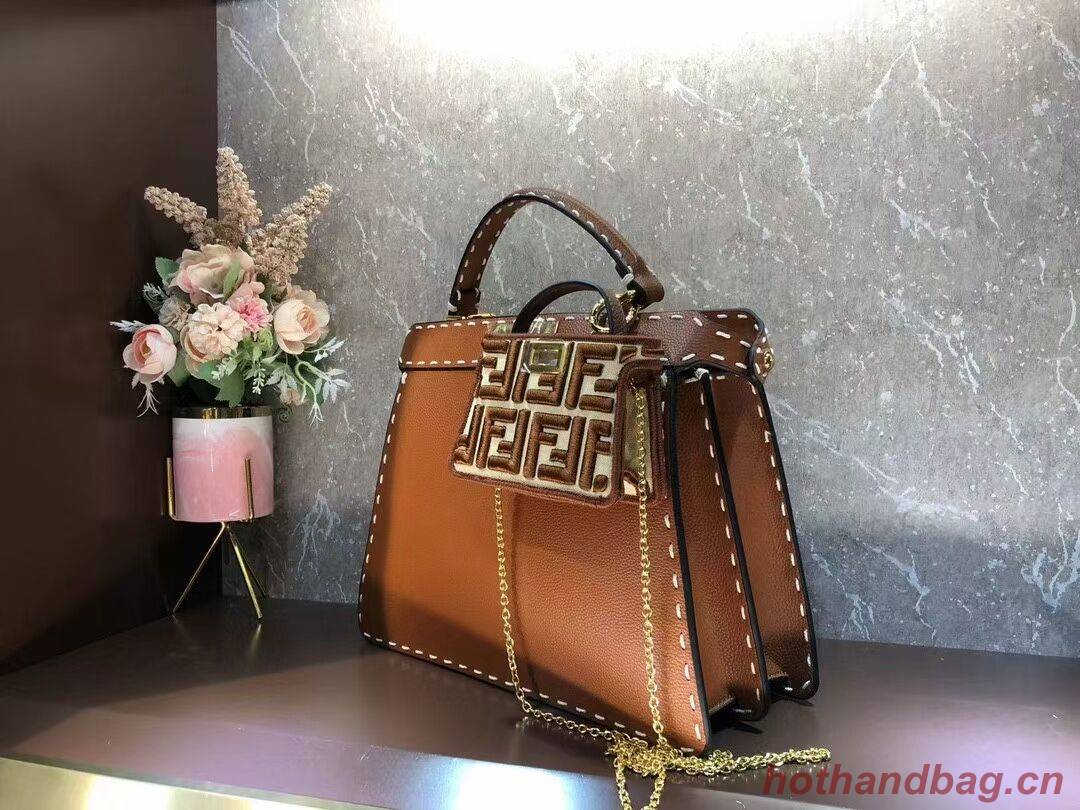 Fendi Peekaboo ISeeU MEDIUM leather bag F8637 brown