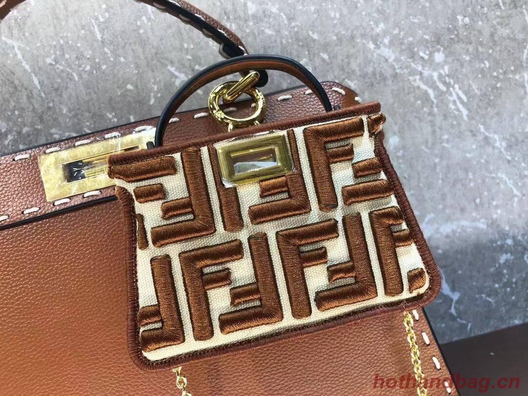 Fendi Peekaboo ISeeU MEDIUM leather bag F8637 brown