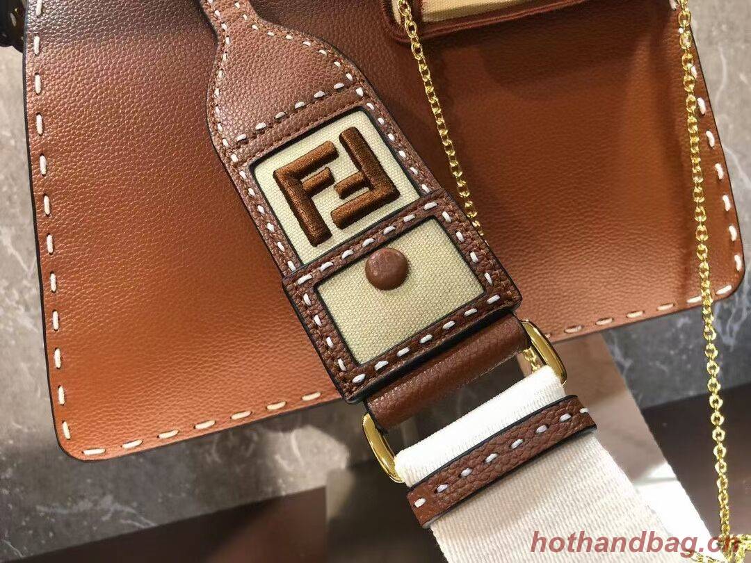 Fendi Peekaboo ISeeU MEDIUM leather bag F8637 brown