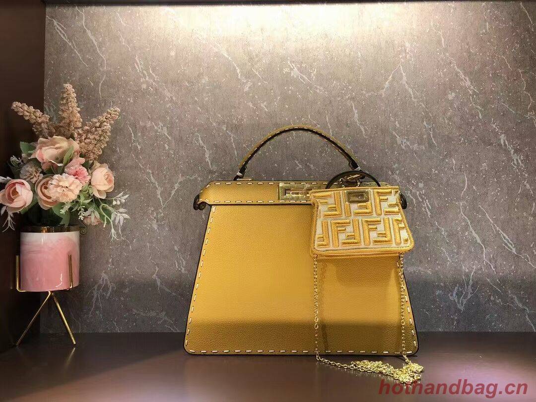 Fendi Peekaboo ISeeU MEDIUM leather bag F8637 yellow