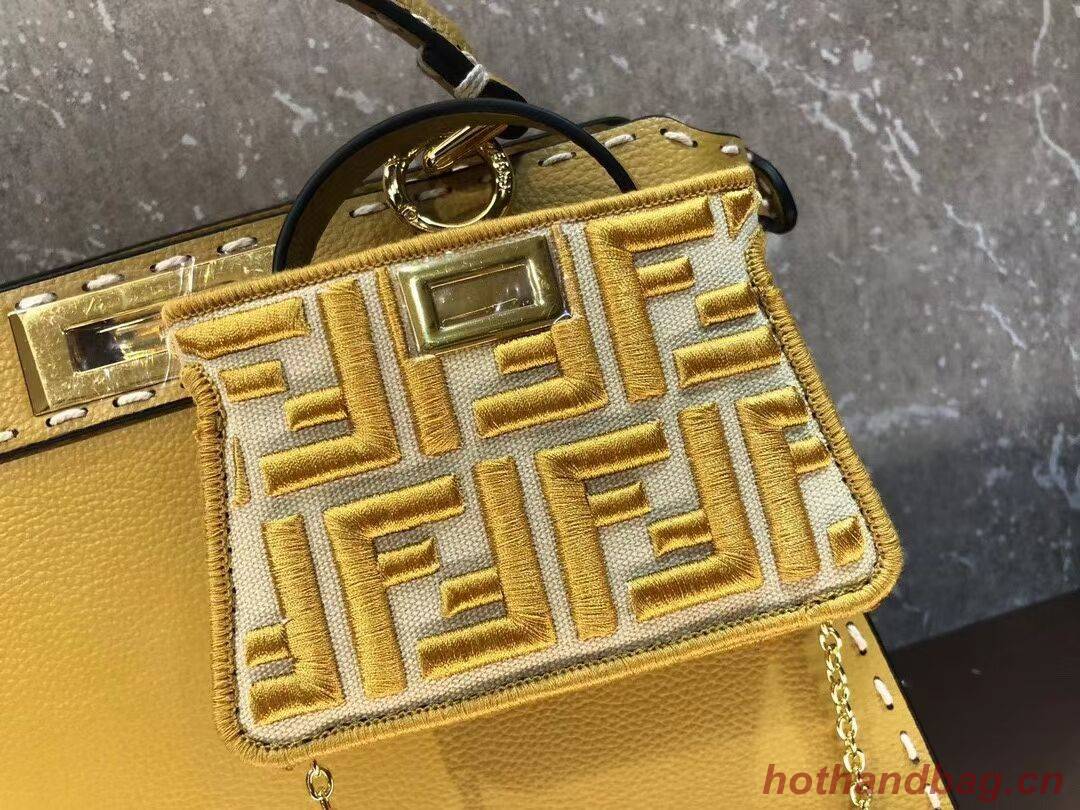 Fendi Peekaboo ISeeU MEDIUM leather bag F8637 yellow