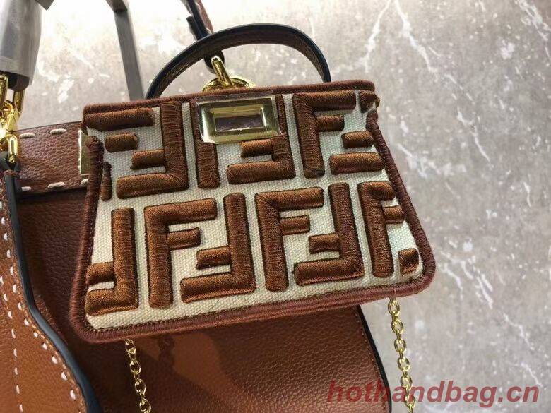 Fendi Peekaboo ISeeU Small leather bag F8636 brown