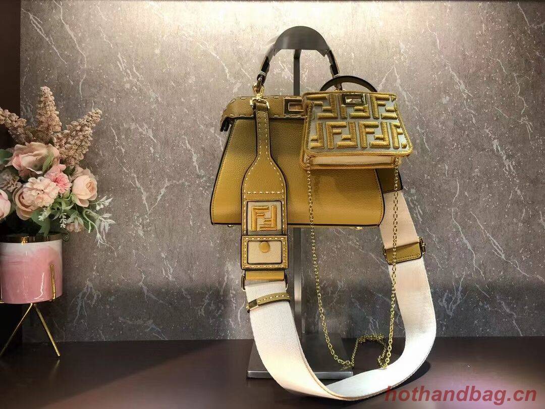 Fendi Peekaboo ISeeU Small leather bag F8636 yellow