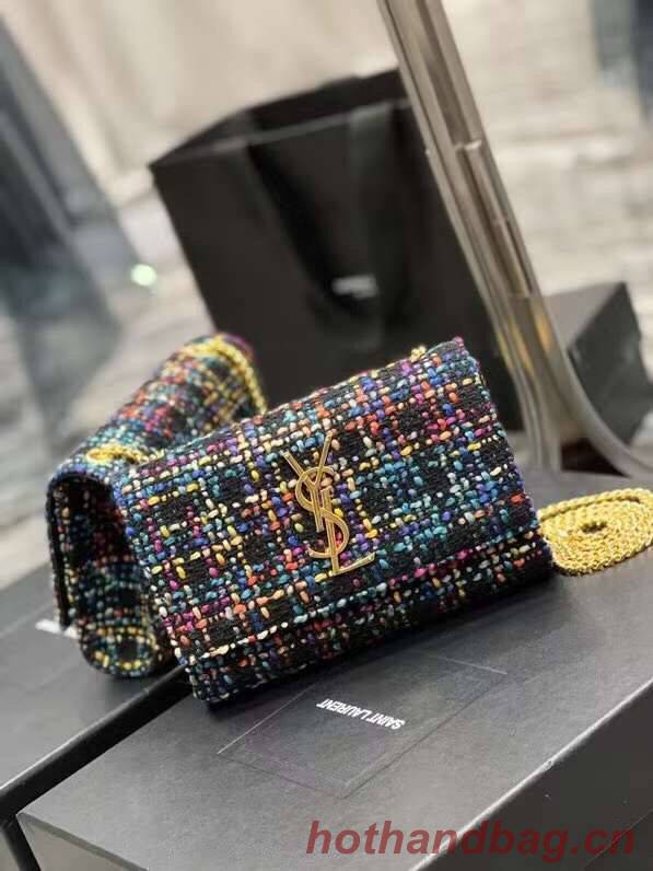 Yves Saint Laurent PUFFER SMALL BAG IN CHECKED TWEED AND LAMBSKIN 569930 multicolour