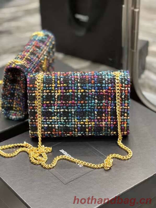 Yves Saint Laurent PUFFER SMALL BAG IN CHECKED TWEED AND LAMBSKIN 569930 multicolour