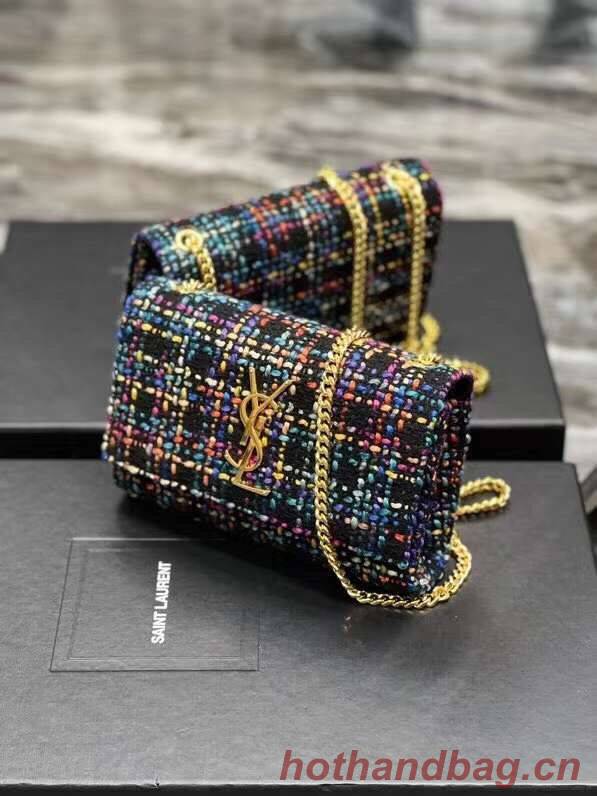 Yves Saint Laurent PUFFER SMALL BAG IN CHECKED TWEED AND LAMBSKIN 569930 multicolour