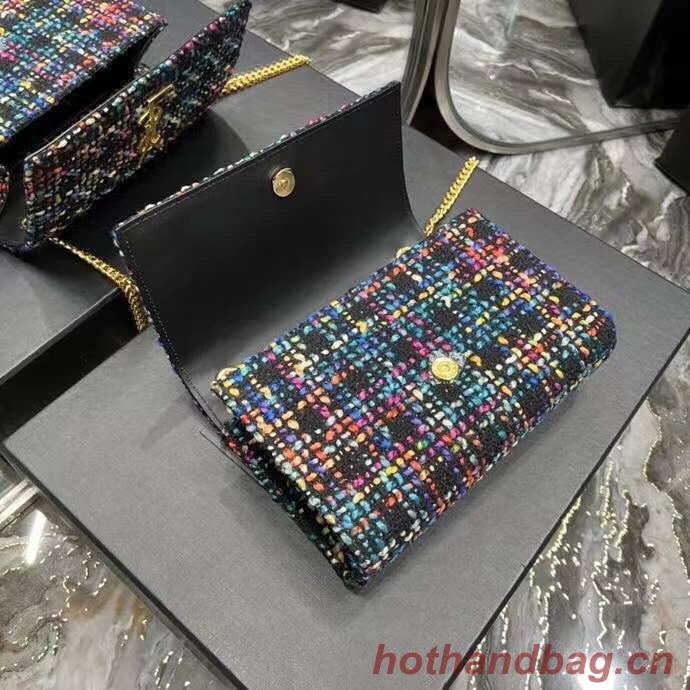 Yves Saint Laurent PUFFER SMALL BAG IN CHECKED TWEED AND LAMBSKIN 569930 multicolour