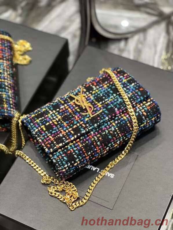 Yves Saint Laurent PUFFER SMALL BAG IN CHECKED TWEED AND LAMBSKIN 569930 multicolour