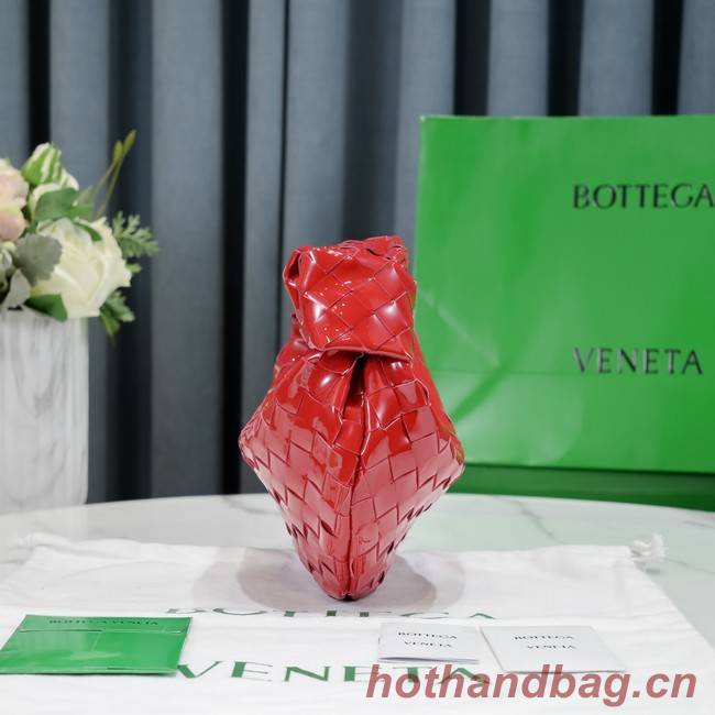 Bottega Veneta Mini intrecciato patent leather top handle bag JODIE 651876V red