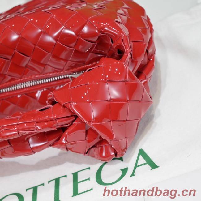 Bottega Veneta Mini intrecciato patent leather top handle bag JODIE 651876V red