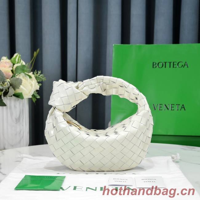 Bottega Veneta Mini intrecciato patent leather top handle bag JODIE 651876V WHITE