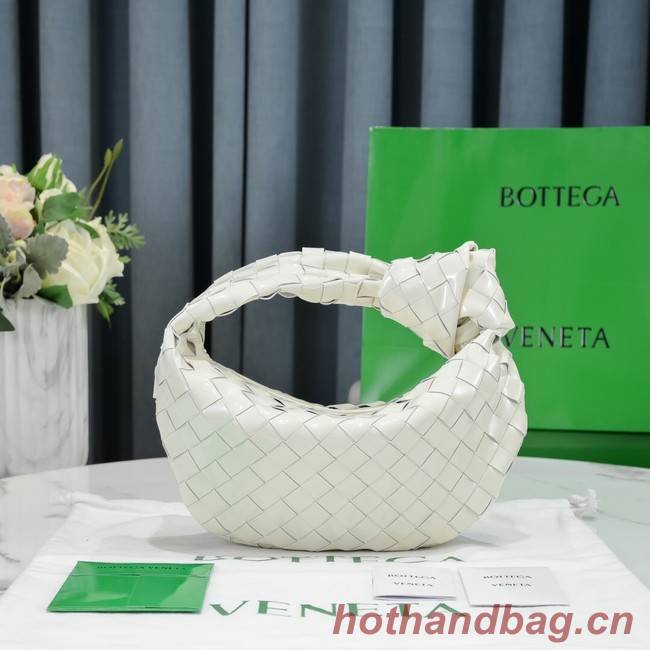 Bottega Veneta Mini intrecciato patent leather top handle bag JODIE 651876V WHITE