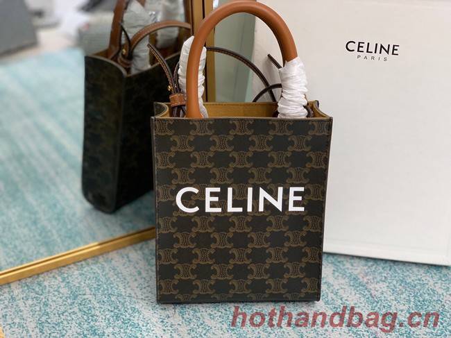 Celine MINI CABAS VERTICAL IN TRIOMPHE CANVAS 194372 black