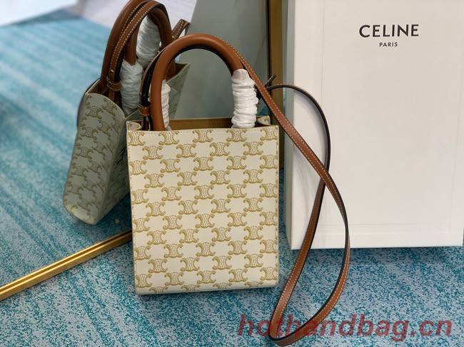 Celine MINI CABAS VERTICAL IN TRIOMPHE CANVAS 194372 white