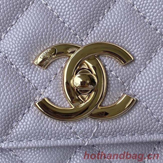 Chanel flap bag with top handle Grained Calfskin gold-Tone Metal A92991 light purple