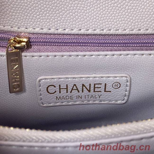 Chanel flap bag with top handle Grained Calfskin gold-Tone Metal A92991 light purple