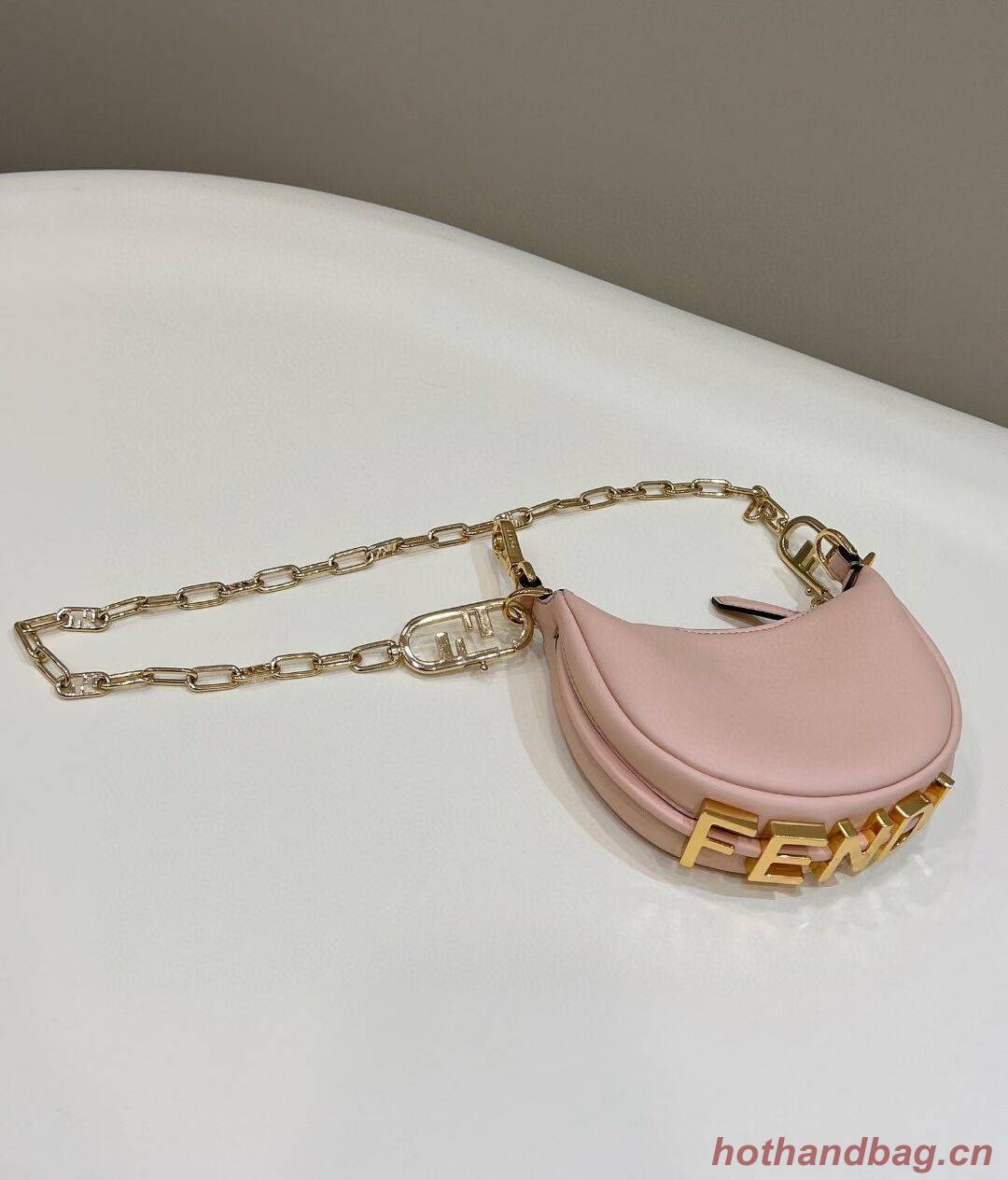 Fendi Nano Fendigraphy Pink leather charm 7AS089A