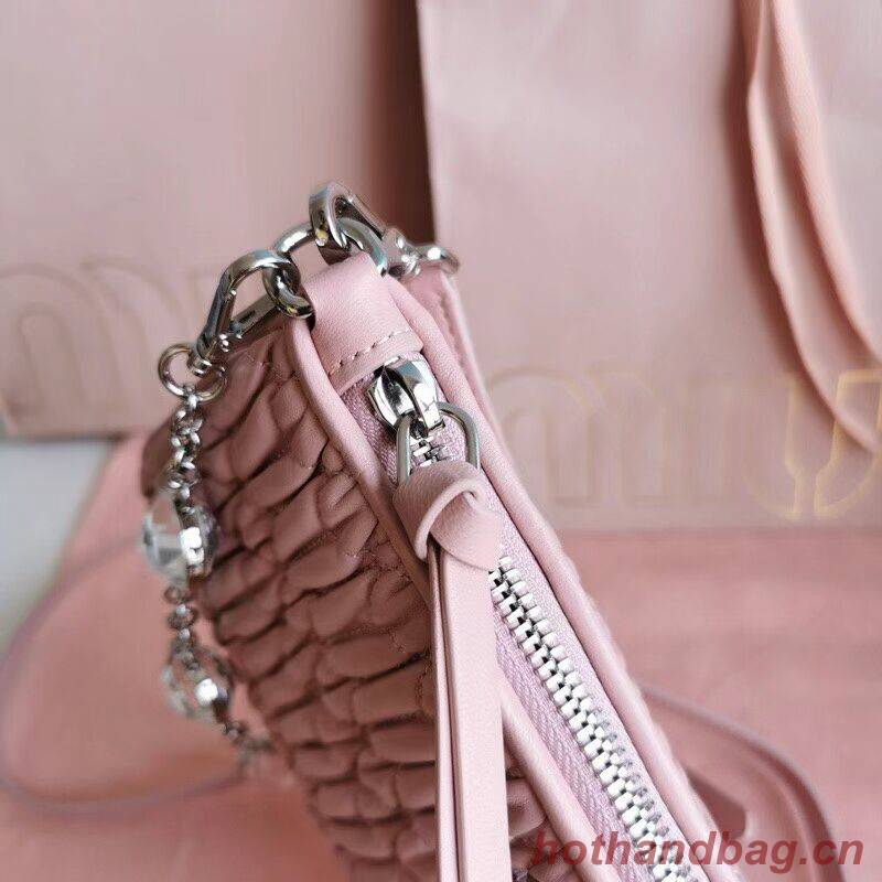 miu miu Matelasse Nappa Leather Shoulder Bag 6BH225 pink