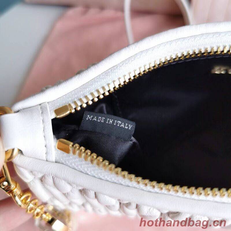 miu miu Matelasse Nappa Leather Shoulder Bag 6BH225 white