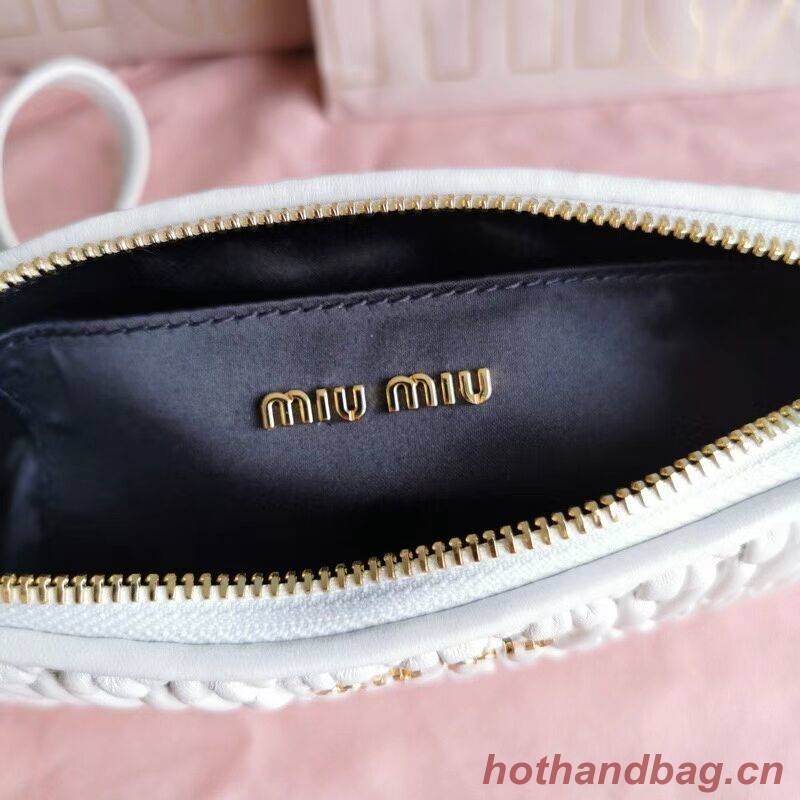 miu miu Matelasse Nappa Leather Shoulder Bag 6BH225 white