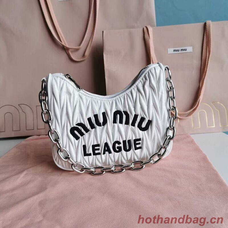 miu miu Matelasse Nappa Leather small Shoulder Bag 6HH212 white