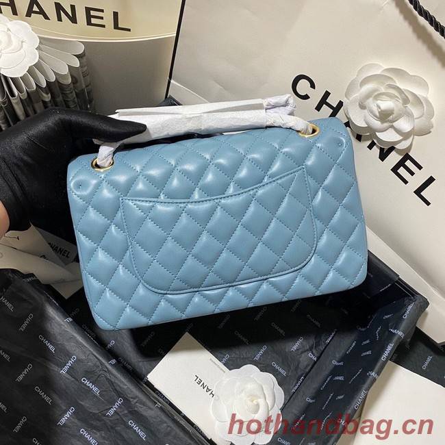 Chanel classic handbag Lambskin&gold Metal 01112 blue