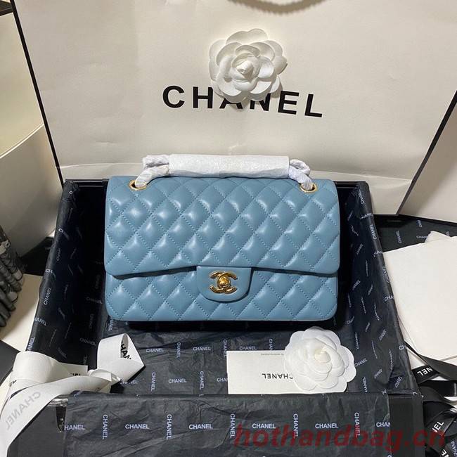 Chanel classic handbag Lambskin&gold Metal 01112 blue