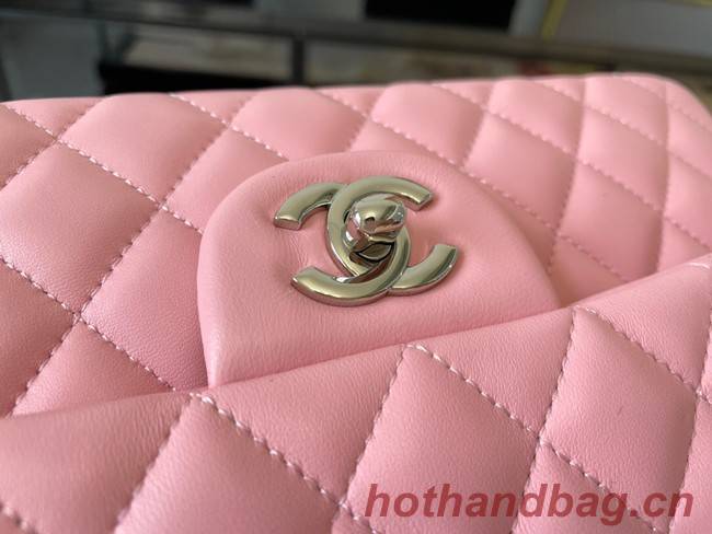 Chanel classic handbag Lambskin&silver Metal 01112 Cherry Blossom powder